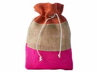 Jute bags and Jute pouches in colour pink, orange and nature